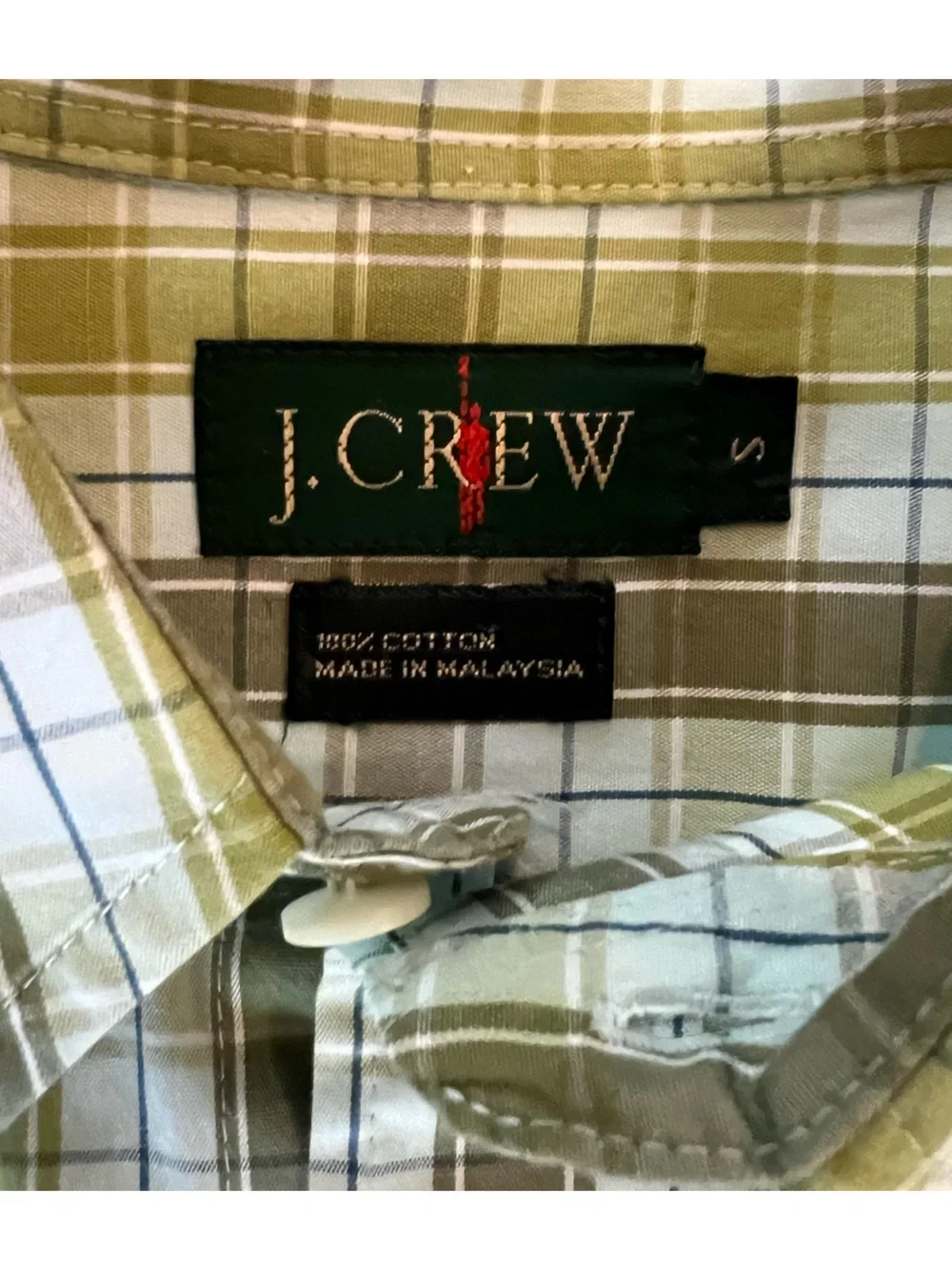 J. Crew Olive Green Plaid Long-Sleeve Cotton Button-Down Shirt